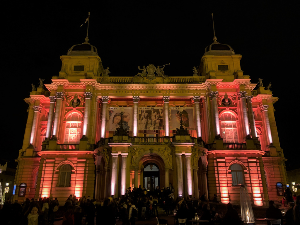 National Theatre at Night, Zagreb, Croatia